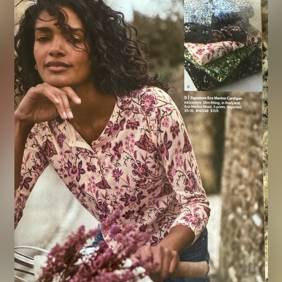 GARNET HILL Eco Merino embroidered Cardigan S - Picture 7 of 8